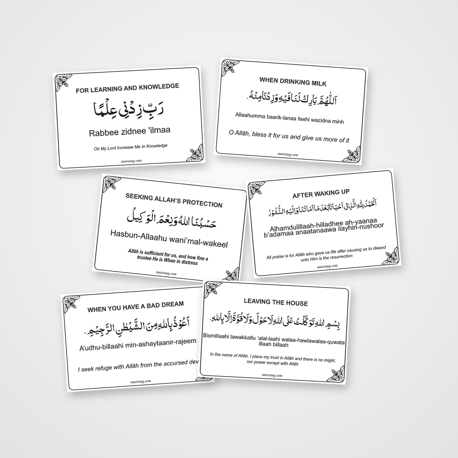 Noor Souq Dua Stickers, Set of 18 Transparent Duas for Kids and Family